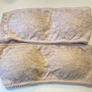 Set of 2 lace pink and tan bandeau